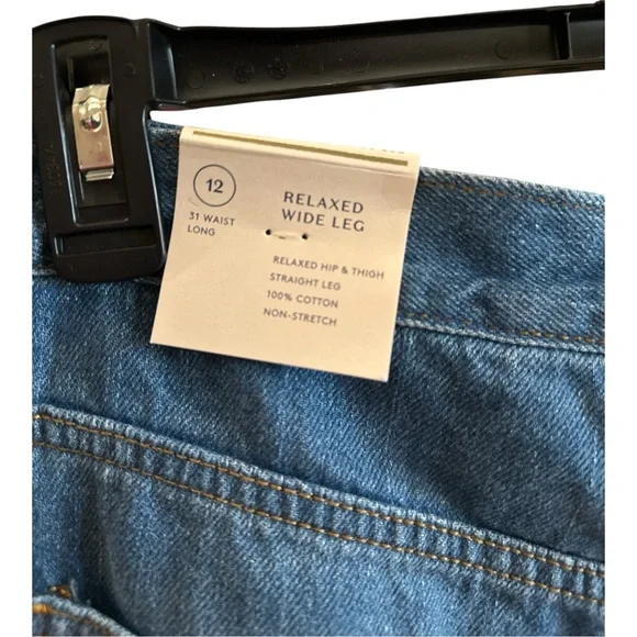 Universal Thread Relaxed Wide Leg Jeans Size 12 Tall High Rise Denim - Picture 5 of 10